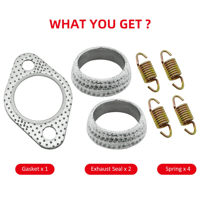 Exhaust Muffler Gasket Seal Spring Rebuild Kit for Polaris 01-14 Sportsman 400 450 500 Ranger 400 425 500 Scrambler 500 Hawkeye 400 Worker 500