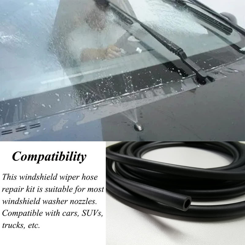 Windshield Washer Hose Kit - Includes 4 Meter Washer Fluid Hose & 12 Pcs Hose Connectors, Compatible with Most Vehicle Windshield Washer Nozzle Installation, for Connecting Car Water Pumps and Nozzles