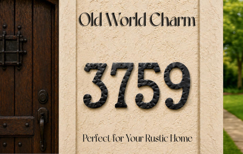 NACH House Numbers for Outside, 8 inch Black Address Numbers for House - Number 1 - Rustic Numbers for Outside with Mounting Hardware