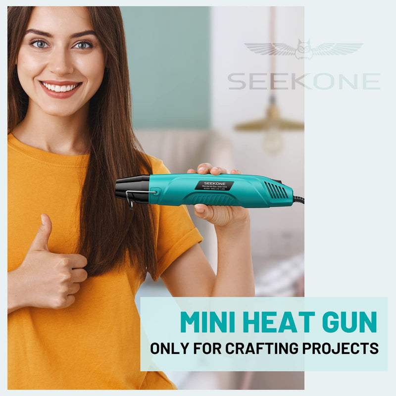 SEEKONE handheld hot air dryer, 350°C multifunctional mini hot air gun 320W with overload protection, 1.5m ultra-long double insulated cable, reflector nozzle for crafts, embossing, electronics
