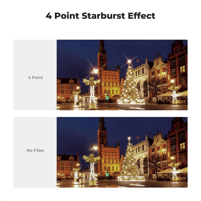 K&F Concept 77mm Star Filters Kit (3 PCS) 4 Points 6 Points 8 Points Cross Screen Starburst Filters Set -18 Layer Coating Ultra Slim Optical Glass Camera Lens Filter with 3 Cleaning Cloth
