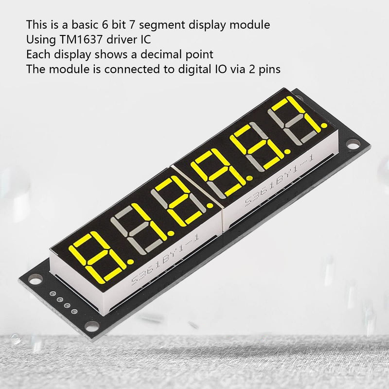 TICFOX Display Digital Tube LED Segment Display Module 0.56 Inch 6 Digit 7 Segment TM1637 Display Tube LED Digital Display Control Module Tube with Yellow Light