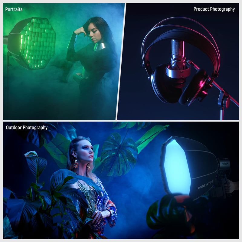 NEEWER Octagonal Softbox 50 cm mit NEEWER Mount(Not Bowens Mount),Octabox Softbox Folding & Quick Installation mit Honeycomb Light Diffuser für MS60 MS60B MS60C MS150B LED Video Studio Light, NS4P 50cm