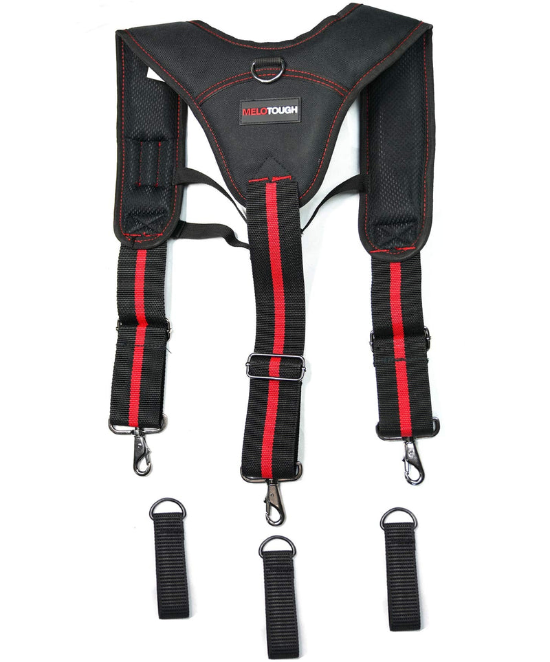 MELOTOUGH Tool Belt Suspenders for Work Belt Suspenders Heavy Duty Padded Suspenders for Electrician/Construction/Farmer Red Color