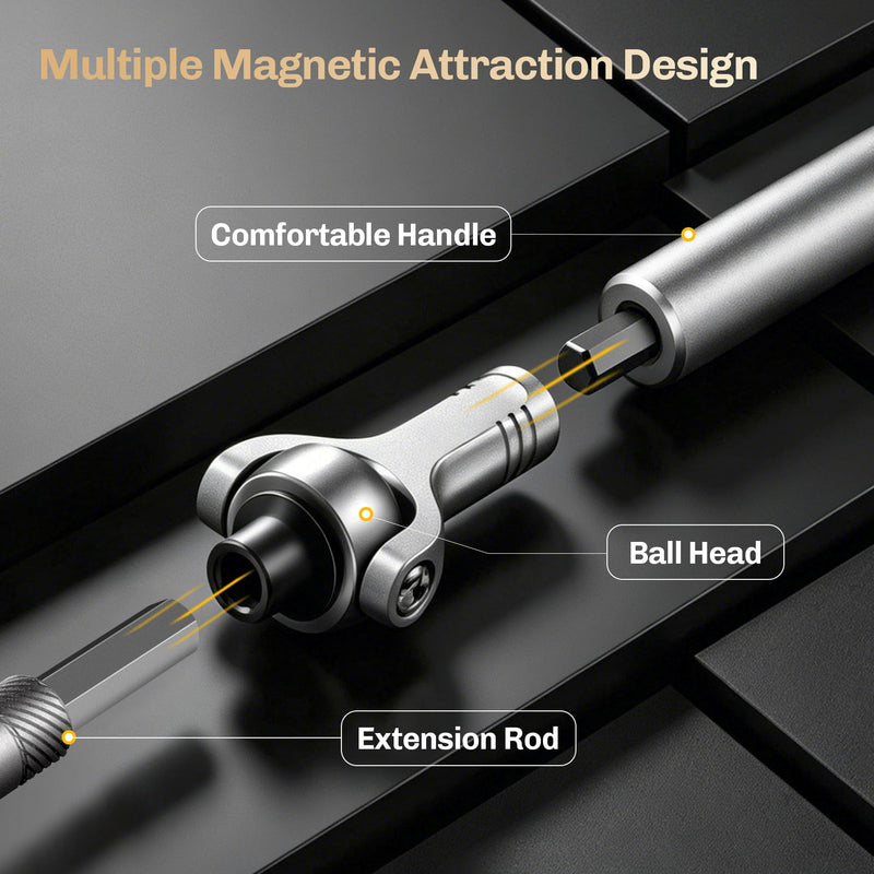 Magnetic Screwdriver Set 40-in-1 Ratchet Screwdriver Tool Kit with 270° Ball-Joint Handle - Portable CRV Bits Precision Repair Tool Set for Electronics,Computer,Phone,Bikes, Watches,Camera