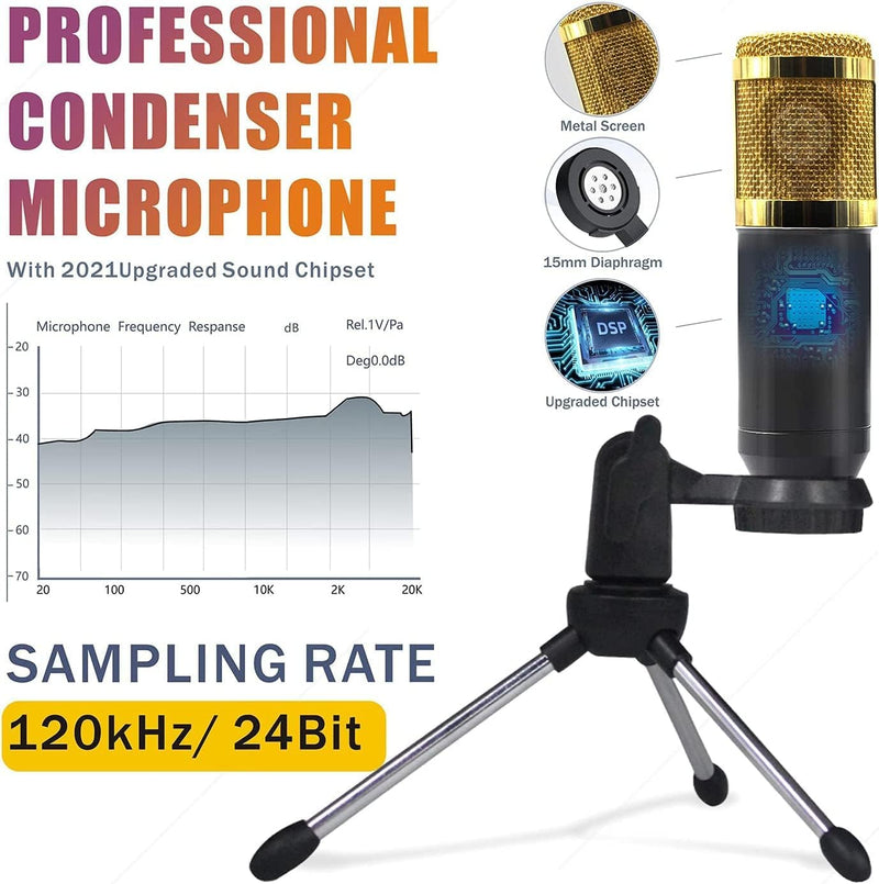 Podcast Equipment Bundle, SINWE Condenser Microphone with Tripod Stand and Professional Audio Mixer for Studio Recording Vocals, Voice Overs, Streaming Broadcast and YouTube Videos Livestream Microphone Set