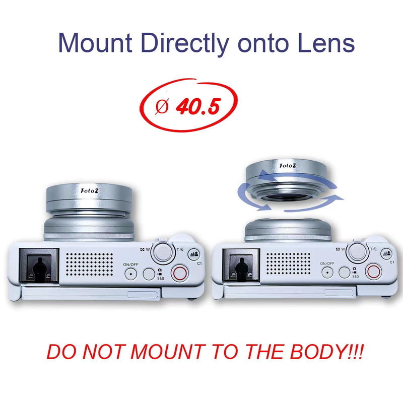 40.5mm 0.75x Wide Angle Conversion Lens(w/Macro), Mini HD Wide & Macro Lens, for Sony ZV-1F ZV-E10 A6100 A6400 A6600 A6700 Accessories, Compatible with kit Lens 16-50mm(SELP1650) (Silvery) Silvery