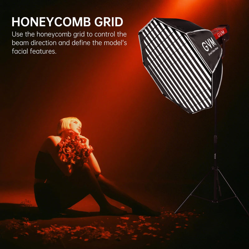 GVM Lighting Soft Boxes Bowens Mount with Honeycomb Grid, Speedlight Umbrella Softbox Foldable with Carrying Bag for Studio Photography Speedlite Flash