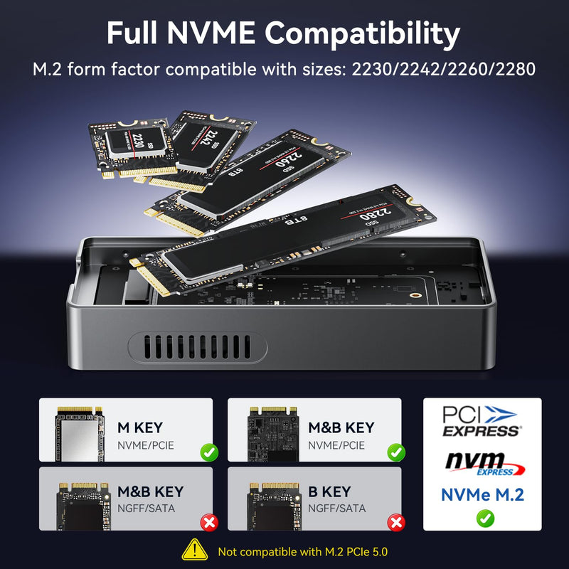 AGEEN 40Gbps M.2 NVMe SSD Enclosure for Thunderbolt 4 USB4 - External NVMe Enclosure with Cooling Fan, Dual Chip JHL7440, Tool-Free Installation