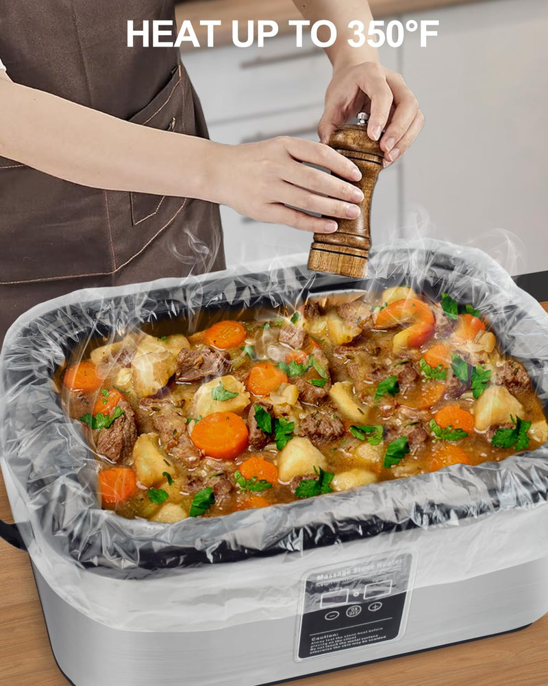 Electric Roaster Liners 24 Count, Disposable Plastic Cooking Bags for 16, 18, 22 Quart Roasters, Size 18 x 34 Inches 24-Pack