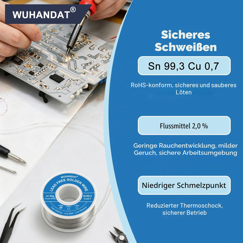 50 g Solder with Flux, Sn 99.3 Cu 0.7, Solder Wire (1.0 mm) | Lead-free solder, solder wire, electronic solder, solder wire, for repairing cables, electronic devices, etc 1.0 Mm