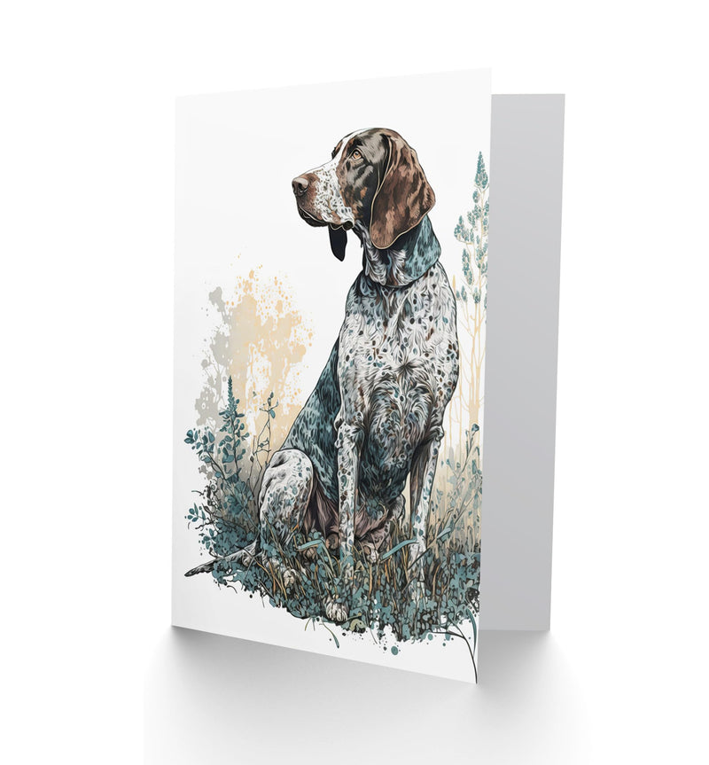 Artery8 German Pointer Dog Sitting in Field Modern Detailed Illustration Art Birthday Sealed Greeting Card Plus Envelope Blank inside German Pointer 1 17.5 x 12.5 cm