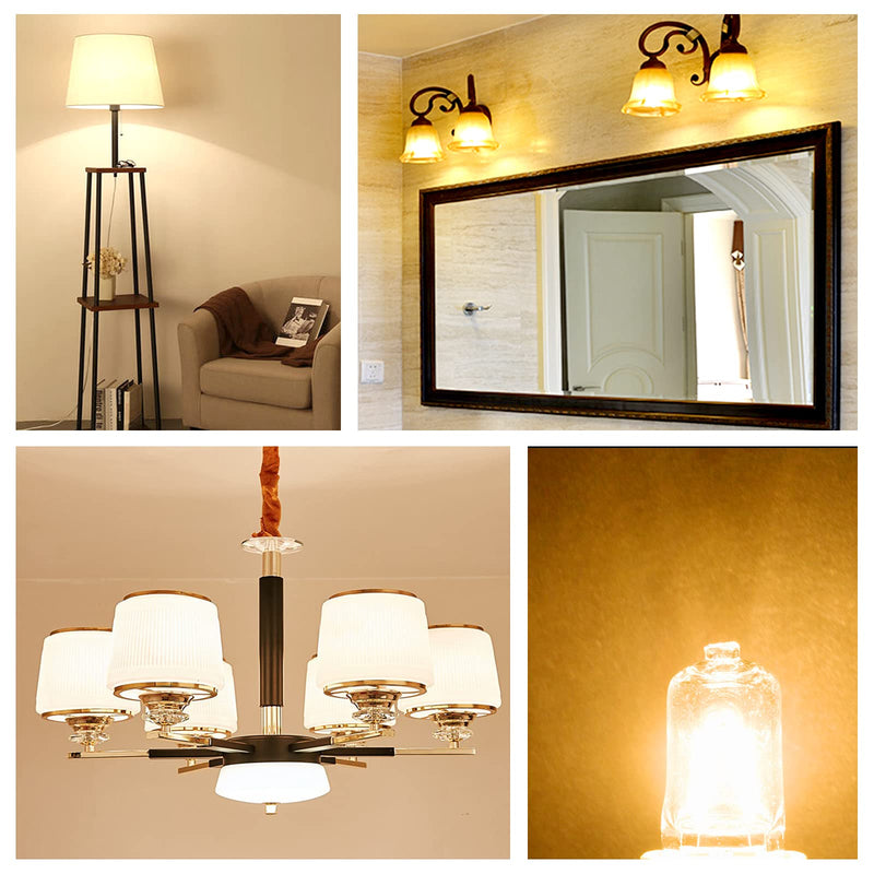 Halogen bulbs G9 33W 230V, 2700K warm white 460lm dimmable, G9 clear halogen plug-in bulbs for wall lamps, chandeliers, floor lamps, 10 pieces 33.0 watts