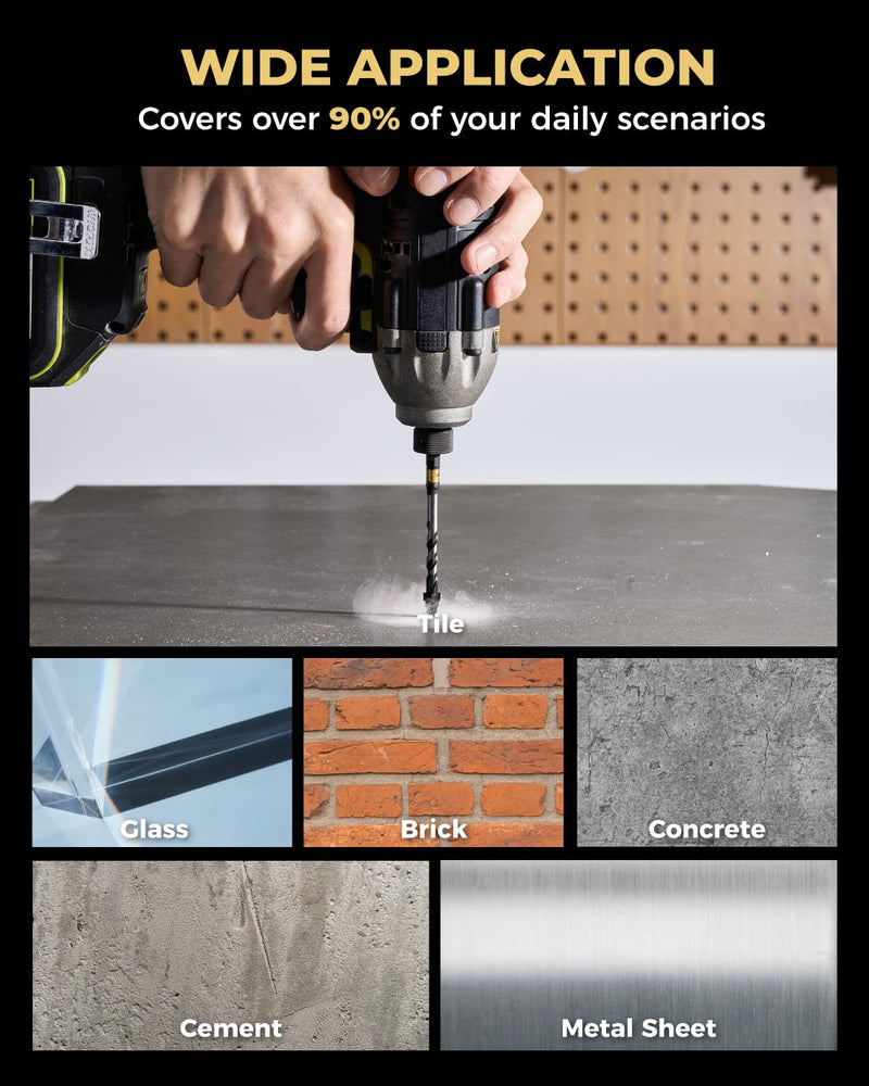 toolant 3/16" Serrated Eccentric Masonry Drill Bit Set(20pcs),Four Edge Concrete Drill Bits for Glass, Tile, Brick, Cement Concrete Plastic,Industrial Strength Carbide Drill Bit Tip 3/16"(20pcs)