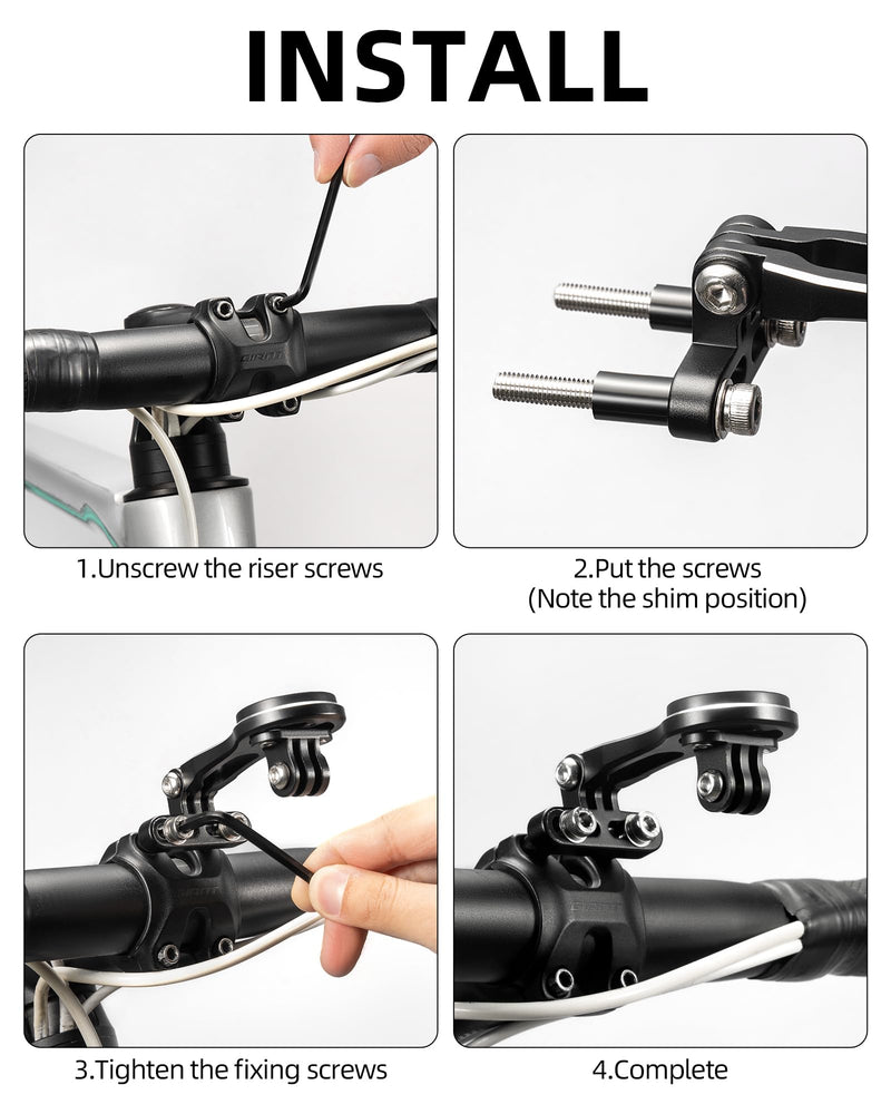 ROCKBROS Bike Computer Mount Adjustable Out-Front Bicycle Computer Mount Aluminum Integrated Cycling Computer Mount Compatible with Garmin, Bryton, Go Pro Adjustable mount