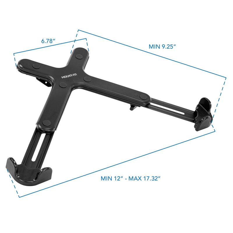 Mount-It! Laptop VESA Mount Tray for Monitor Arms – VESA Laptop Tray Fits Up to 17" Notebooks – Adjustable Holder with Safety Strap, Ventilated Cooling Design, and Secure Ledge Stopper (Black)