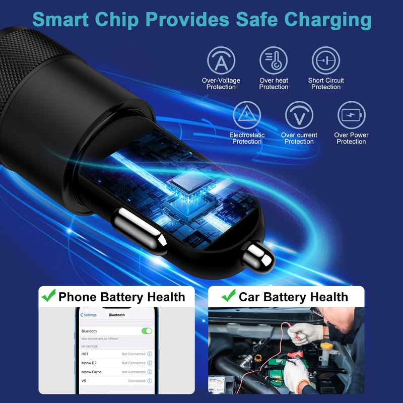 48W Fast Car Charger USB C for iPhone 15/15 Pro/15 Pro Max/15 Plus 14 13 12 11,Type C Car Fast Charging Adapter for Samsung Galaxy S24 Ultra A15 5G A54 A14 S23 S22 S21 S20,Google Pixel 8 Pro 8 7a 7 6a