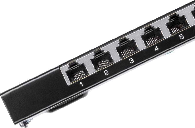 TRENDnet 8-Port Cat6A Shielded Patch Panel, Wall Mount Ready, 10G Ready, Cat5e,Cat6,Cat6A Compatible, Metal Housing, Color-Coded Labeling for T568A & T568B Wiring, Cable Management, Black, TC-P08C6AS 8 Port