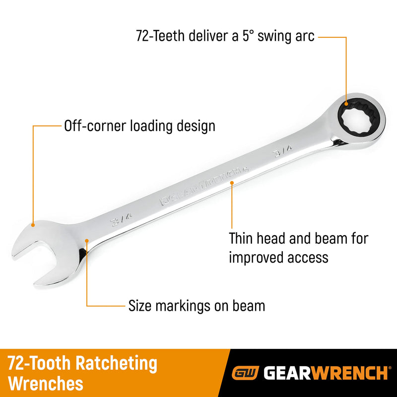 GEARWRENCH Ratcheting Combination Metric Wrench Set 5 Pc. 12 Point - 93004D 5 Piece Metric