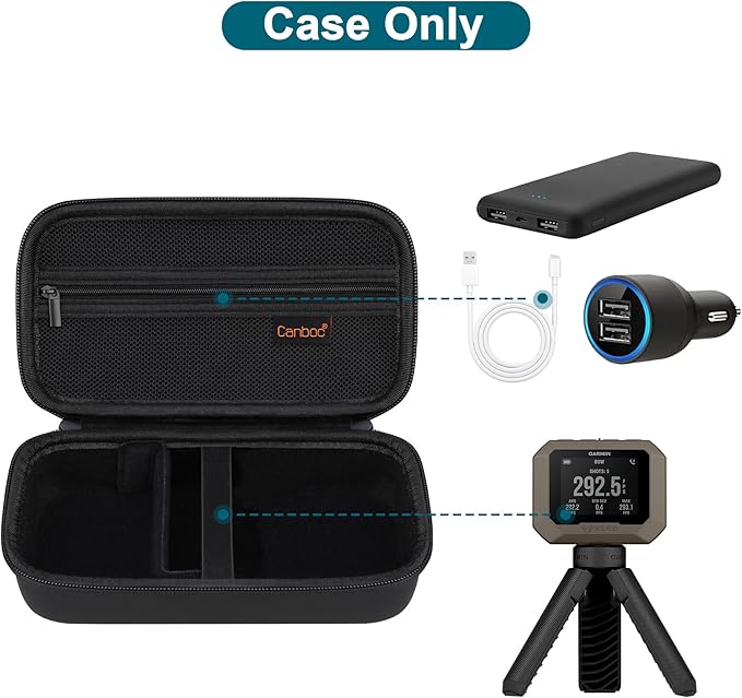 Travel Carrying Case for Garmin Xero C1 Pro Compact Chronograph for Range Shooting, Chronograph Compact Storage Bag Organizer with Mesh Pocket Fits Charging, Adapters, Tripod, Blackgray Blackgreen