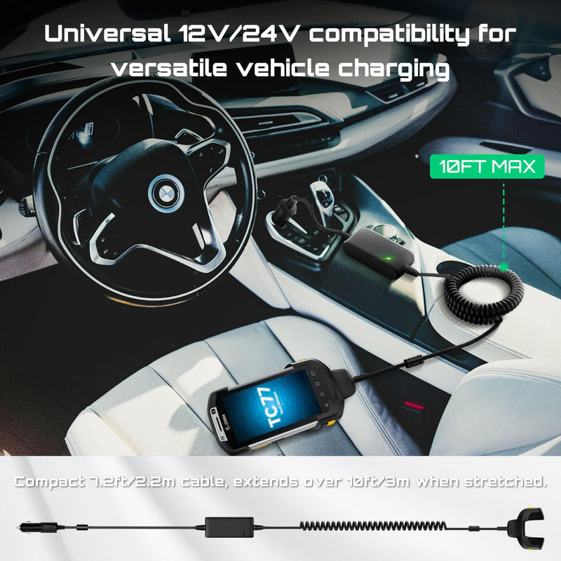 Fast Charging Car Charger Cable for Zebra Symbol TC77 TC70 TC72 TC75 TC70X TC75X TC700H TC700K TC77HL TC720L Barcode Scanners - Fully Charges in Just Over 4 Hours - CHG-TC7X-CLA1-01