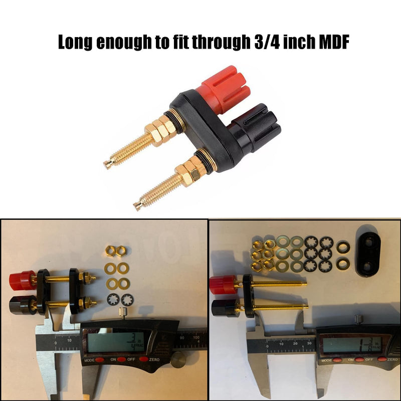 4Pcs Banana Jack Plugs Brass Long Threaded Binding Post Speaker Connectors Terminal 2 Way Dual 4mm Banana Plug Female Sockets for Speakers or Amplifiers