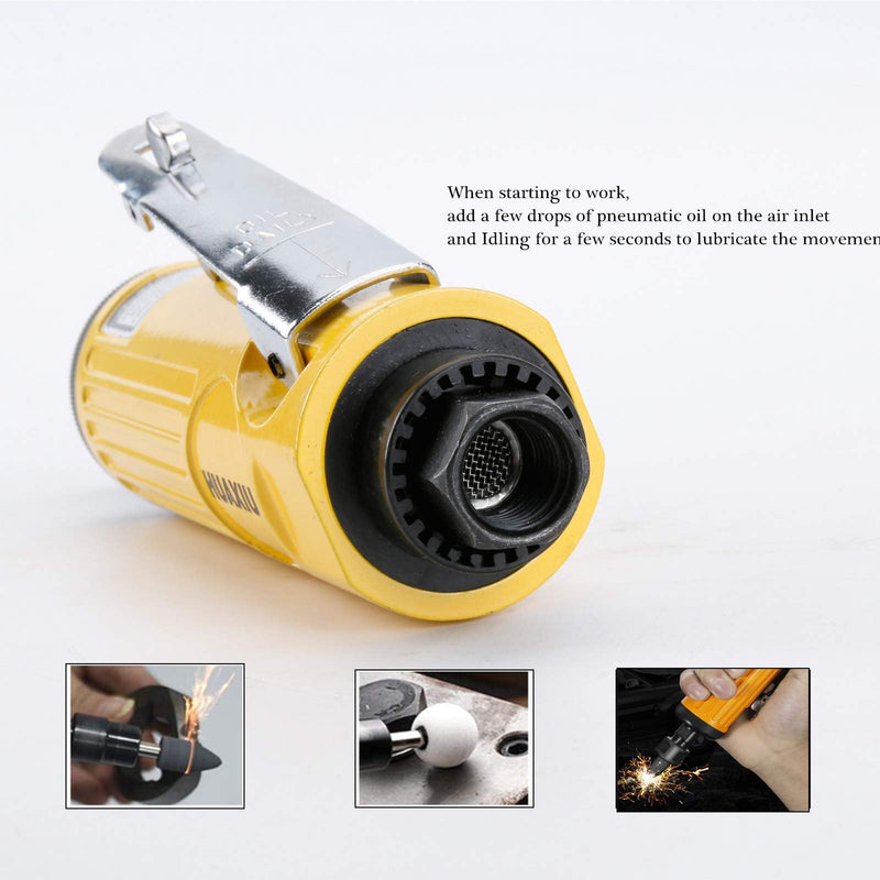 Air Die Grinder with 1/4"(6MM) and 1/8"(3MM) Collets, Pneumatic Die Grinder Kit, 22000 RPM Straight Grinder