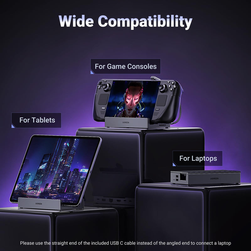 UGREEN Steam Deck Dock 9-in-1 USB C Docking Station with Foldable Stand, 4K@60Hz HDMI, Gigabit Ethernet, PD 100W, 10Gbps USB A&C 3.2, TF/SD Compatible with Steam Deck, Rog Ally, Rog X, Legion Go etc.