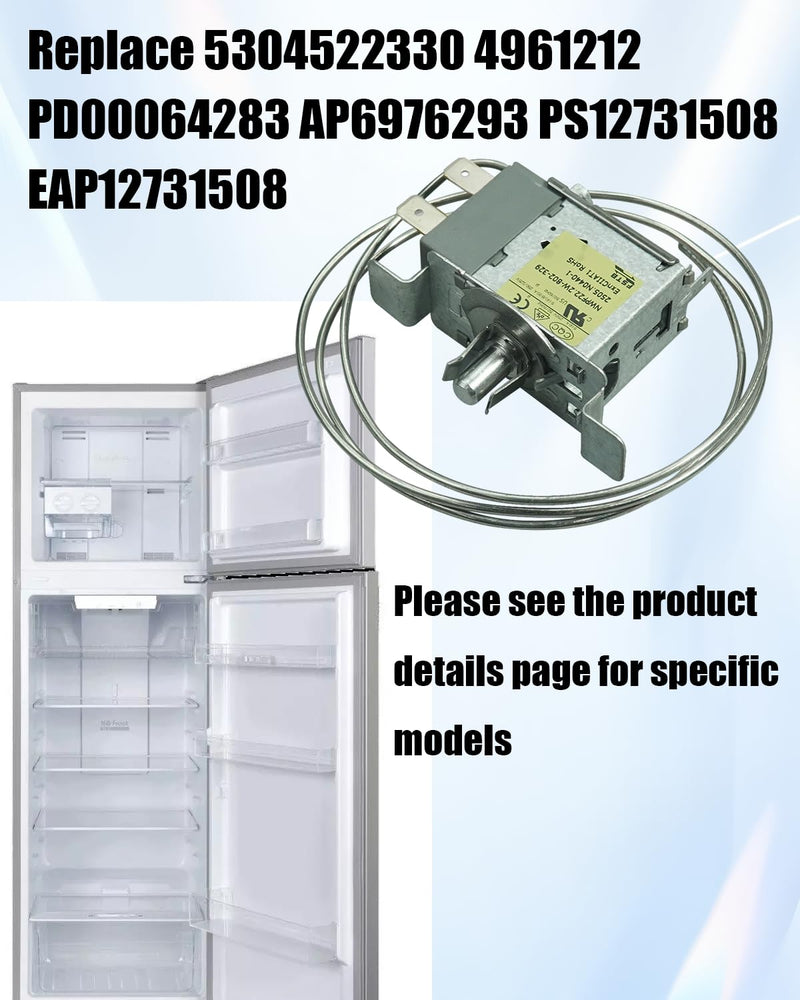 5304522330 Refrigerator Temperature Control Thermostat Fit for Frigidaire and White-Westinghouse Refrigerator, Replace 4961212 PD00064283 AP6976293 PS12731508 EAP12731508