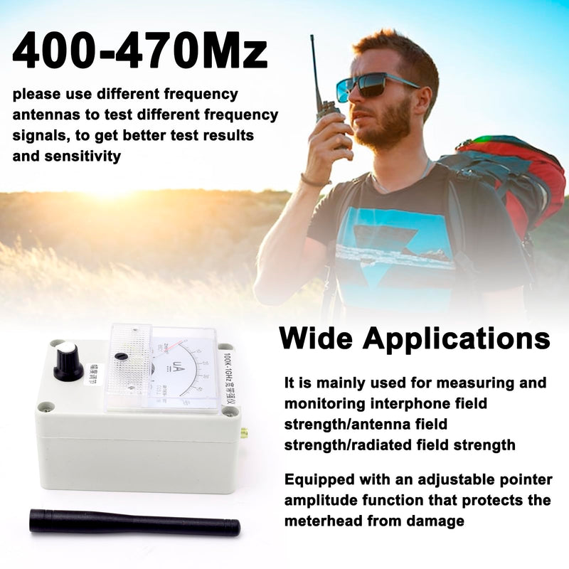 SEAFRONT Field Strength Meter, High Sensitive Field Strength Indicator, Portable Design, Accurate RF Signal Measurement, for Radio Communication and Broadcasting