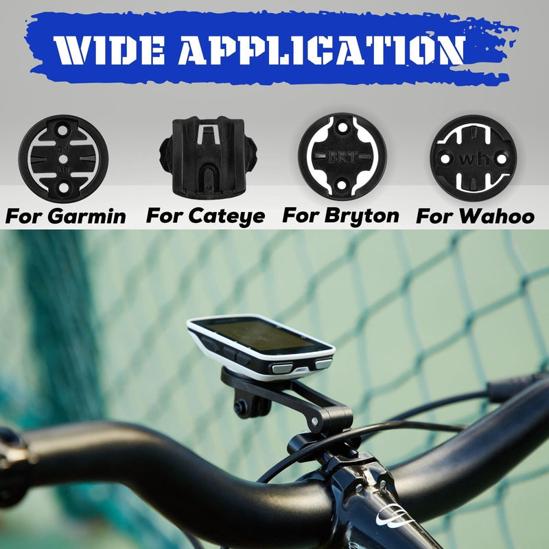 corki Cycles Adjustable Angle Out Front Stem Mounted Cycle Computer Bike Mount Compatible with Garmin Wahoo Bryton Cateye Adjustable Black