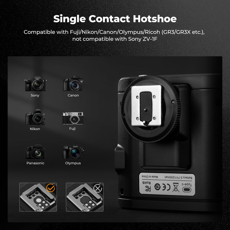 K&F CONCEPT Camera Flash Light, Camera Speedlite GN12/5600K, Built-in 2000mAh Battery Compatible with Canon/Fujifilm/Olympus and Other DSLR Digital Cameras, Speedlight with Single Contact Hot Shoe