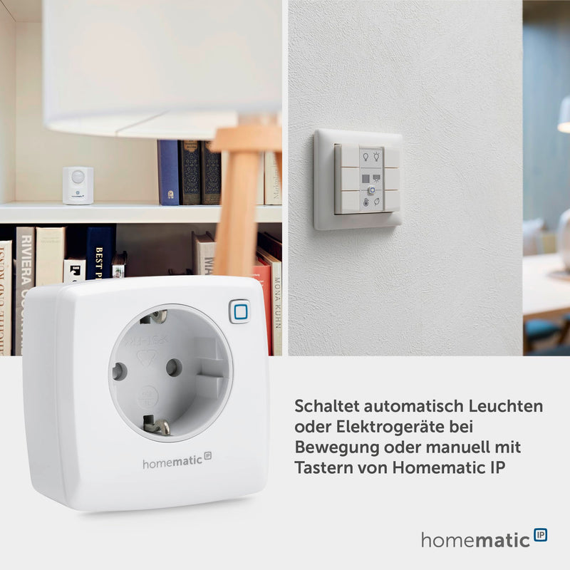 Homematic IP Smart Home Switch Socket, Digital Adapter Plug Controls Lights or Electrical Devices via the App, Alexa & Google Assistant, Energy Saving, 157338A0 | Smart Home, digital adapter plug controls lights, electrical devices via app, Alexa & Goo...