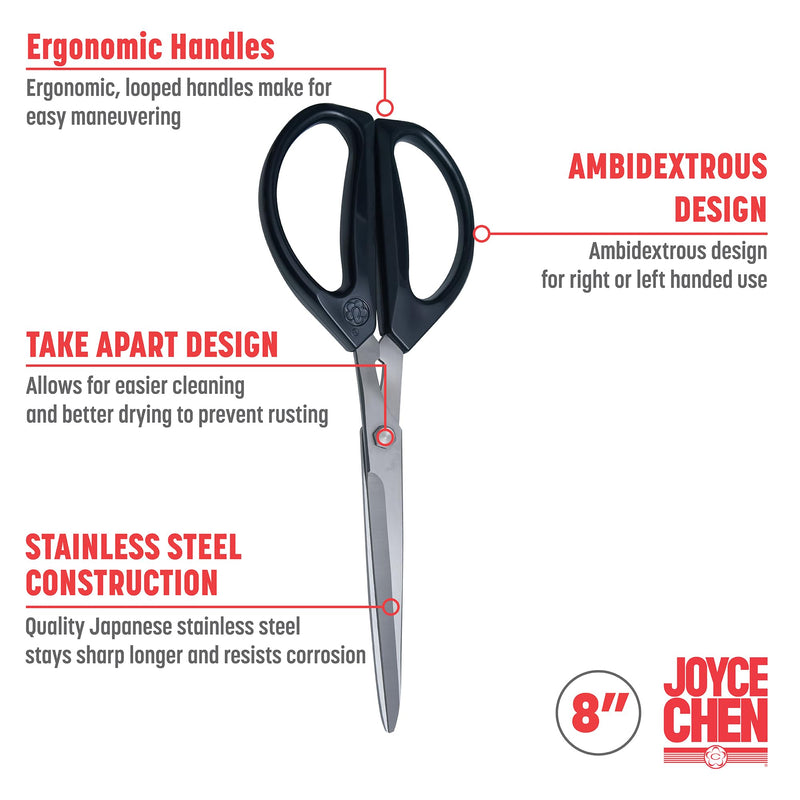 Joyce Chen Deluxe Unlimited Kitchen Scissors All Purpose Kitchen Shears with Japanese Stainless Steel Blades, 8-inch Overall Length, Dark Navy
