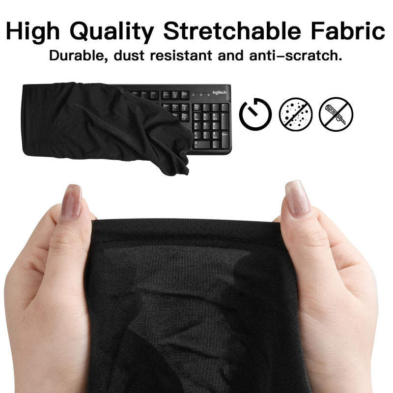 Keyboard Dust Cover, Covers Most 75% 80% 96% and Full Standard Size PC Keyboards, Stretch Fabric Anti-Dust Keyboard Sleeve Fits Keyboards from 14.9" x 5.9" up to 19.5" x 7.5", (Black, M)