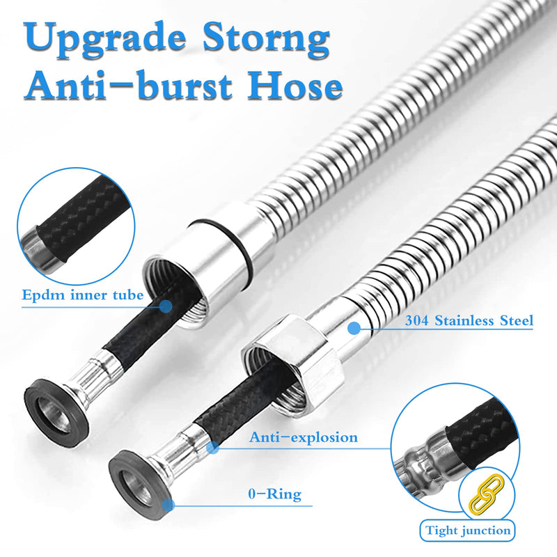 Ikaufen Handheld Bidet Sprayer for Toilet Adjustable Water Pressure Control Bidet Hose Attachment for Bathroom Shower Spray Stainless Steel Cloth Diaper Sprayer Kit Style 1
