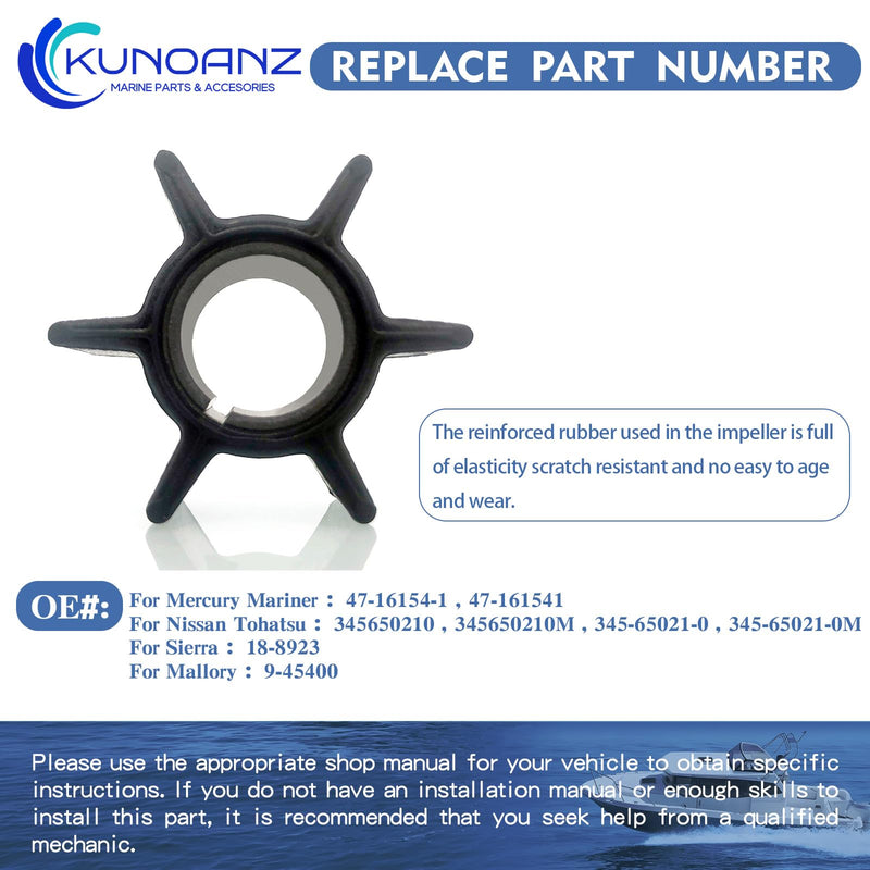 47-16154-1 345-65021-0 Water Pump Impeller For Mercury Mariner 47-161541 25 30 HP 2&4 Stroke Outboard Nissan Tohatsu 345650210 345650210M 345-65021-0M Sierra 18-8923 25HP 30HP 25 30HP