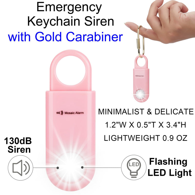 130dB Keychain Siren Strobe Light. Loud Sound Personal Safety Alarm with Carabiner. SOS Emergency Alerts for Women, Girls, School Children, Night Runners, Hiking. Bear Alarm Deterrent.Pink Pink