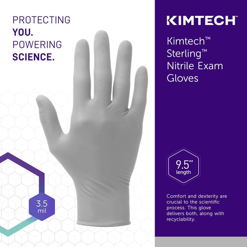 Kimtech™ Sterling™ Nitrile Exam Gloves (50708), 3.5 Mil, 9.5”, Ambidextrous, Large, (200 Gloves/Box) Regular (9.5")