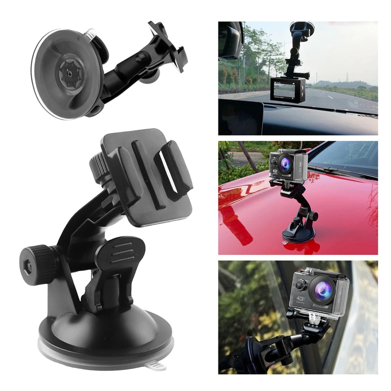 Action Camera Accessories Kits Bundle, 4k Camera Car Suction Cup Mount/Head Strap Mount/Chest Harness/360° Rotating Helmet Base/Magnetic Holder/Bicycle Handlebar Stands