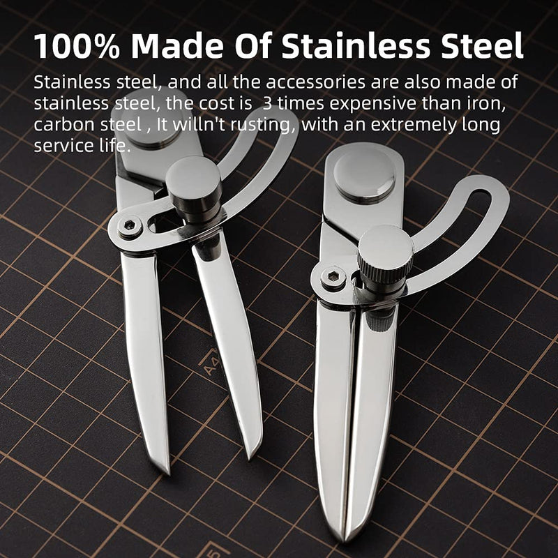 WUTA Wing Divider High Polished 304 Stainless Steel Adjustable Spacing Compass Wing Divider Scriber Leather Regulation Tools Edge Creaser DIY for Woodworking Leather Marking