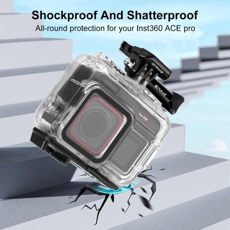 PULUZ Waterproof Case for Insta360 Ace Pro, Protective Housing/Diving Case, Waterproof Down to 60m/197FT, Underwater Photography Housing for Diving, Snorkeling