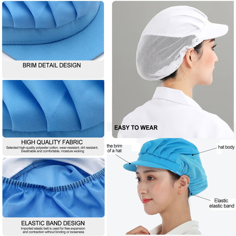 Osuter Pack of 4 Chef Hats Cooking Hat Half Mesh Breathable Dust Cap Elastic Work Hat Industrial Workshop Hat Chef Hats for Kitchen Baker Hair Net Catering Service