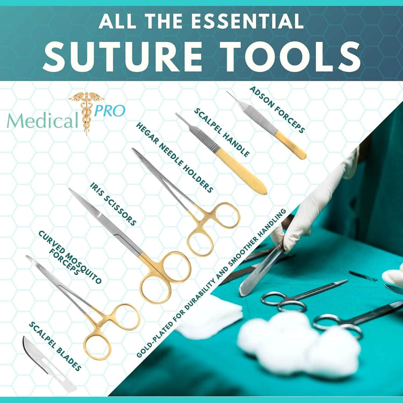 Medical Pro Full Suture Kit - Premium Suture Practice Kit with Tools and Suture Pad - Ideal Suture Kit for Medical Students - Complete Suturing Kit with Medical Grade Sutures - Surgical Training
