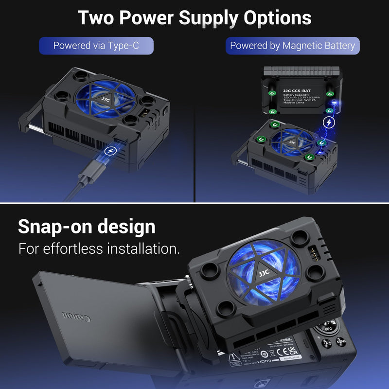 Camera Cooler Kit with Magnetic Rechargeable Battery,Semiconductor Quieter Cooling Fan for ZV-E10 II ZV-1 A7IV A7R5 A7S A6700 FX3 R5 Mark II R50V R50 R6 R7 R8 & More Camera Video Recording Overheating