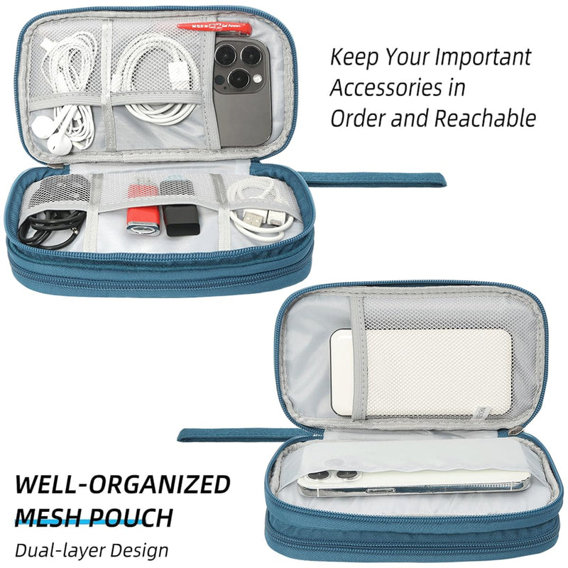 Electronics Organizer Travel Case, Water Resistant Cable Organizer Bag Cord Organizer Pouch for Cable, USB, Charger, Phone, Power Bank, Earphone, Electronics Accessories (Dark Green, Medium) Dark Green