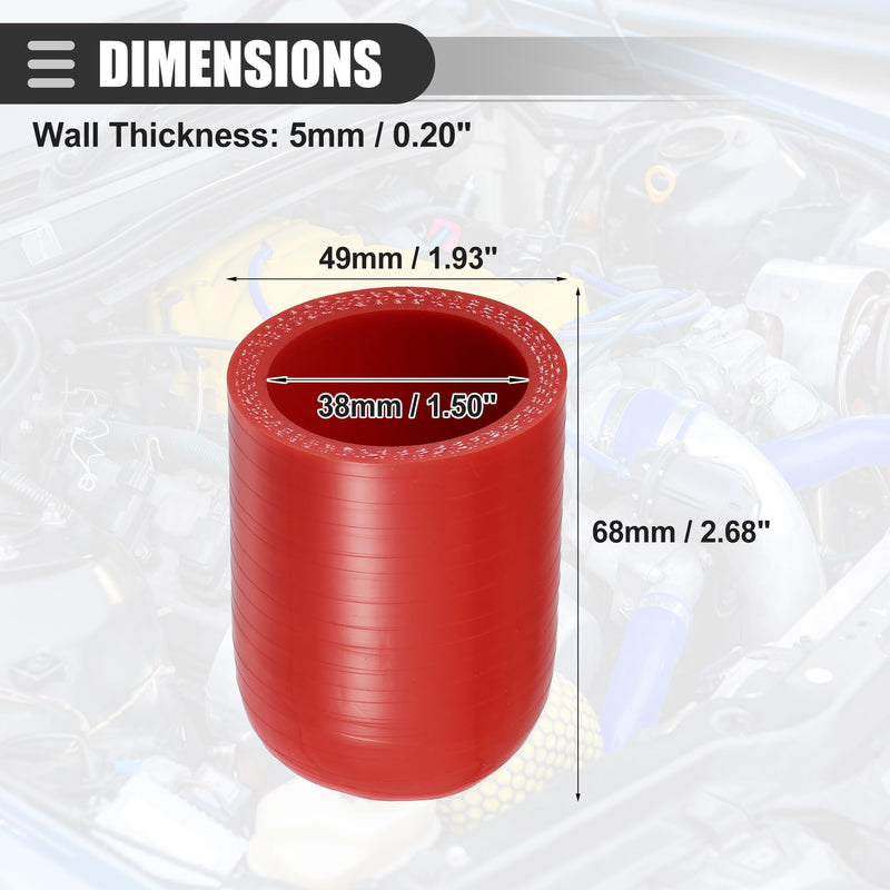 Motoforti Universal Car Silicone Coolant Cap with Clamp for Bypass Heater Vacuum Water Port Protective End Cap, 1.50" 38mm ID, Reinforced, Silicone, Red, 1 Set ID: 38mm / 1.50"(D)