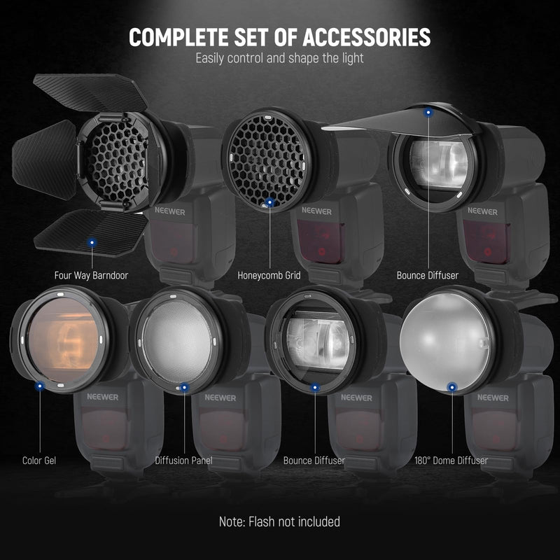 NEEWER Silicone Square Flash Head Adapter Ring with Magnetic Round Flash Head Accessory Color Gel Kit for Z880 Z760 NW760 NW700 NW620 NW635II TT560 Square Head Speedlite, CRM3
