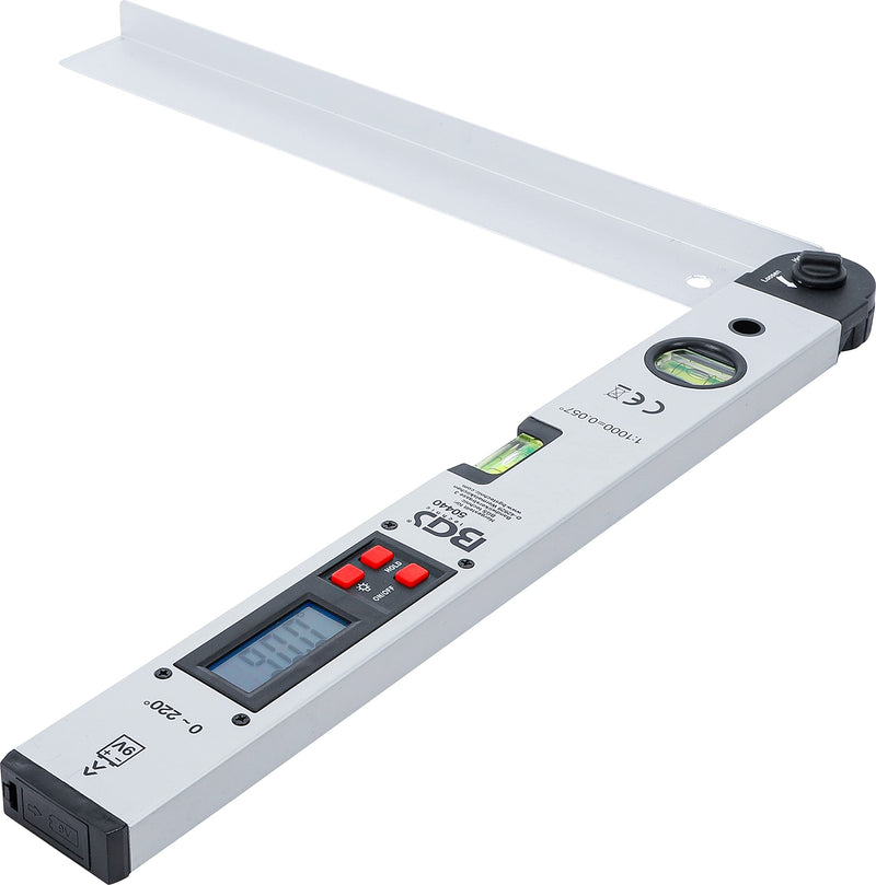 BGS 50440 | Digital LCD protractor with spirit level | 450mm | Angle bevel with locking function | Inclinometer
