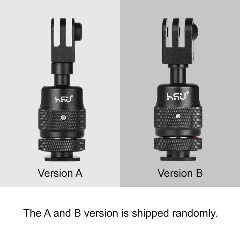 HSU Cold Shoe Mount Adapter, Aluminum 1/4”-20 Screw Hole 360° Rotation Camera Tripod Mount for GoPro Hero 13/12/11/10/9/8/7/DJI Osmo Action, Applicable for Tripod Selfie Stick and DSLR Camera Flash